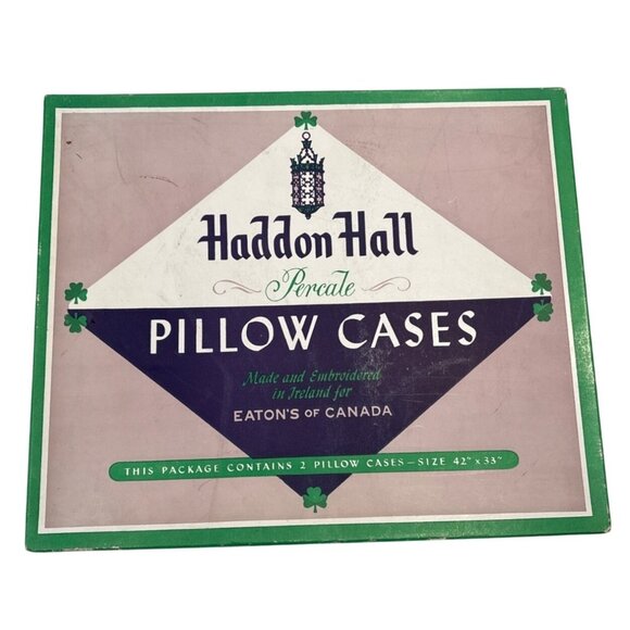 Eaton's Haddon Hall Percale Pillowcases Northern Ireland Embroidered 42 X 33" - Picture 1 of 9